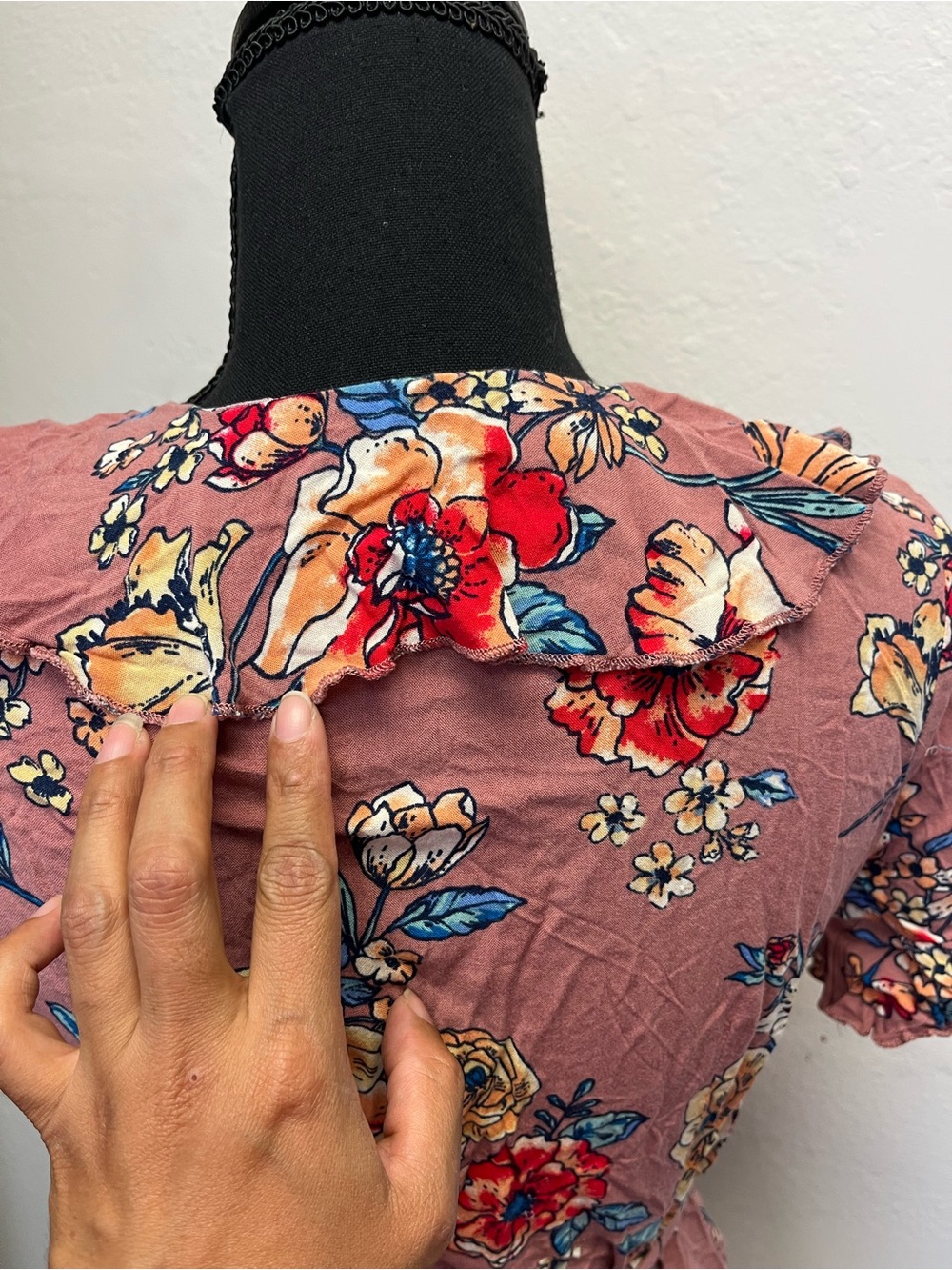 Flying Tomato Dusty Rose Floral Wrap Mini Dress - Picture 8 of 12